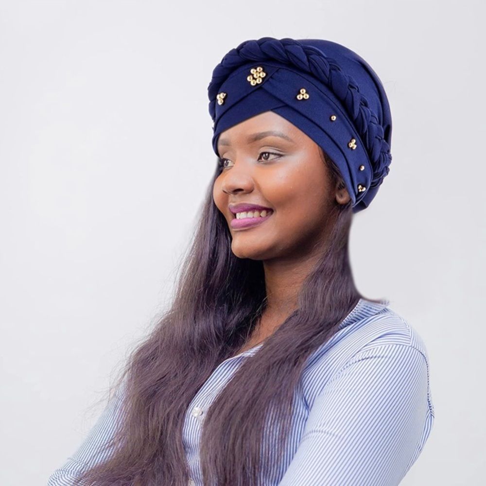 Navy blue twisted Head-wrap​​